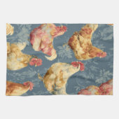 Linge De Cuisine Barnyard Chickens and Botanical Pattern Design (Horizontal)