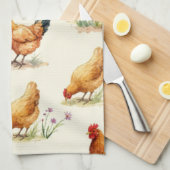 Linge De Cuisine Barnyard Chickens and Botanical Pattern Design (Quart Plié)