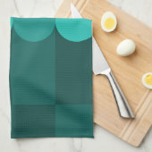 Linge De Cuisine Barrages de géométrie rétro Cercles Turquoises (Quart Plié)