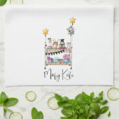 Linge De Cuisine Barre de graduation personnalisée Panier Script Dé (Plié)