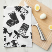 Linge De Cuisine Barre noire de cocktail de motif (Quart Plié)