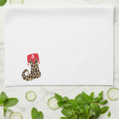 Linge De Cuisine Bas de léopard de Noël de monogramme (Plié)