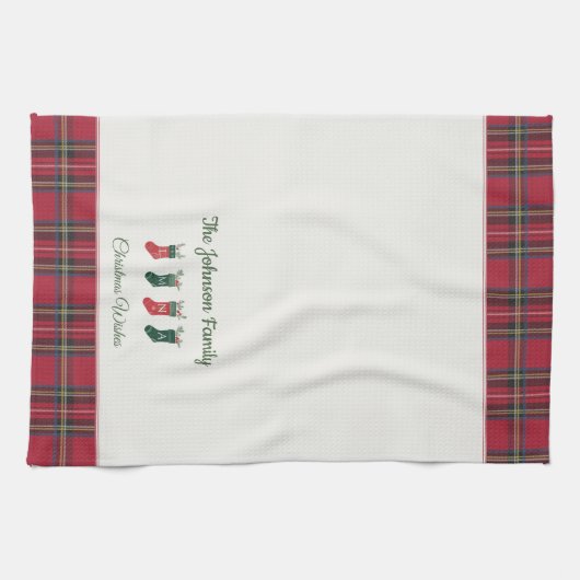 Linge De Cuisine Bas personnalisés avec Monogrammes Noël (Horizontal)