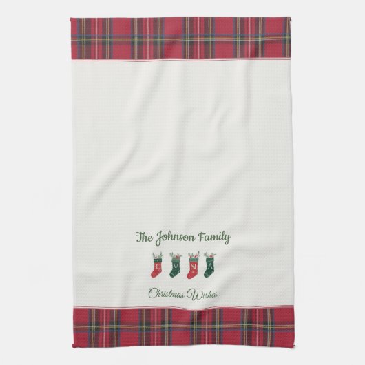 Linge De Cuisine Bas personnalisés avec Monogrammes Noël (Vertical)