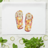 Linge De Cuisine Bascules électroniques de fleur de ketmie de rouge (Plié)