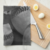 Linge De Cuisine Baseball noir et blanc (Quart Plié)