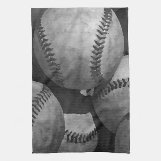 Linge De Cuisine Baseball noir et blanc (Vertical)