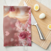 Linge De Cuisine Basenji avec des roses - Saint-Valentin (Quart Plié)