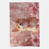 Linge De Cuisine Basenji avec des roses - Saint-Valentin (Vertical)