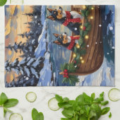 Linge De Cuisine Basenji Christmas Boat Holiday (Plié)