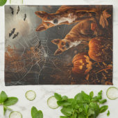 Linge De Cuisine Basenji Halloween Chien De Nuit Délice (Plié)