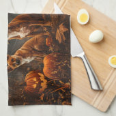 Linge De Cuisine Basenji Halloween Chien De Nuit Délice (Quart Plié)