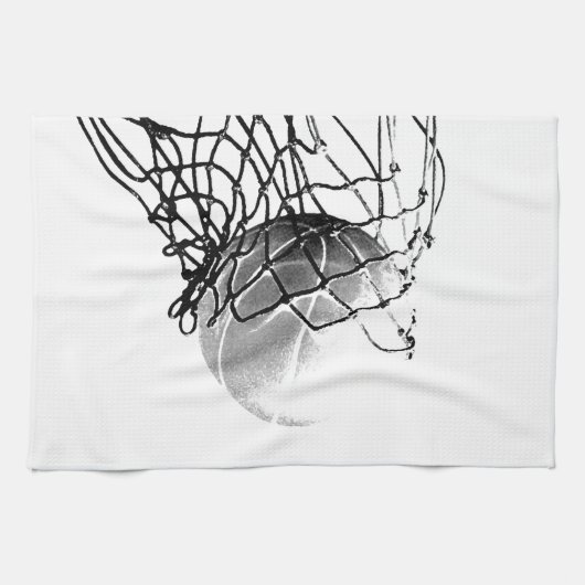 Linge De Cuisine Basket-ball noir et blanc (Horizontal)