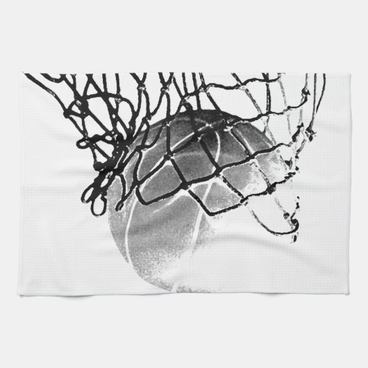 Linge De Cuisine Basket-ball noir et blanc (Horizontal)