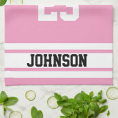 Linge De Cuisine Basket-ball rose et blanc (Plié)