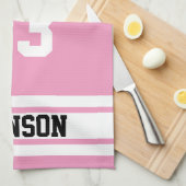 Linge De Cuisine Basket-ball rose et blanc (Quart Plié)