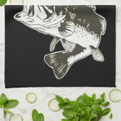 Linge De Cuisine Basse Personnalisé Pêche Monogramme En Plein Air R (Plié)