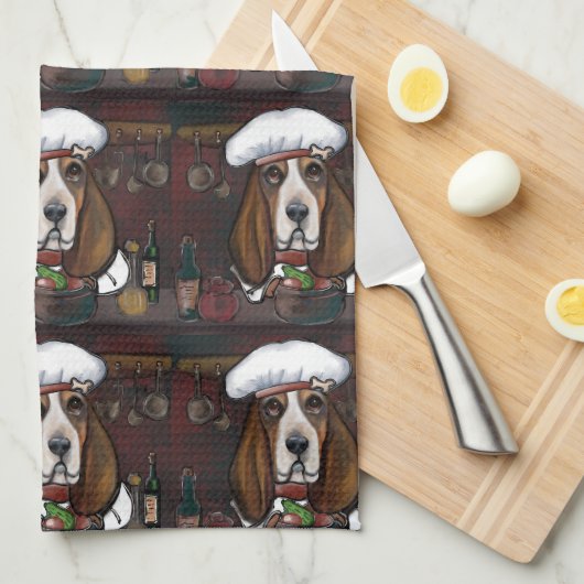 LINGE DE CUISINE BASSET HOUND (Quart Plié)