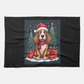 Linge De Cuisine Basset Hound Chien Fêtes de Noël Père Noël Amoureu (Horizontal)