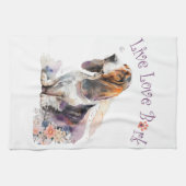 Linge De Cuisine Basset Hound Chien Maman Floral (Horizontal)