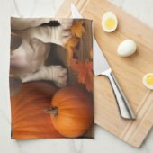 Linge De Cuisine Basset Hound Chiot Automne Citrouille de plaisir (Quart Plié)