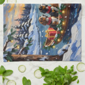 Linge De Cuisine Basset Hound Christmas Boat Holiday (Plié)