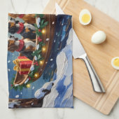 Linge De Cuisine Basset Hound Christmas Boat Holiday (Quart Plié)