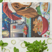 Linge De Cuisine Basset Hound Gîtes : Noël festif (Plié)