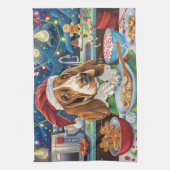 Linge De Cuisine Basset Hound Gîtes : Noël festif (Vertical)