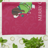 Linge De Cuisine Basset Hound Joyeux Noël Design (Plié)