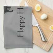 Linge De Cuisine Bat Cartoon Mignonne Avec Joyeux Texte D'Halloween (Quart Plié)