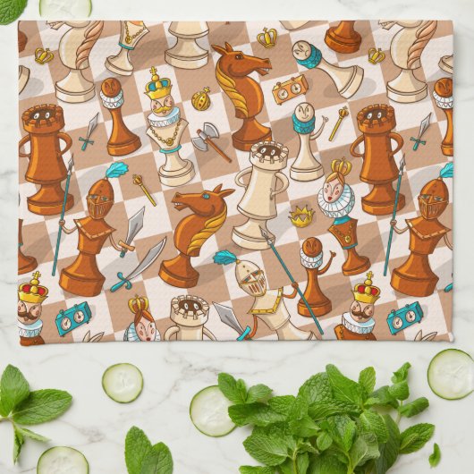 Linge De Cuisine bataille d'échecs (Plié)