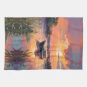 Linge De Cuisine Bateau à voile à Sunrise (Horizontal)