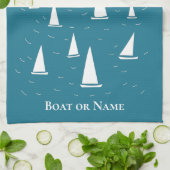 Linge De Cuisine Bateau à voile personnalisé nautique (Plié)