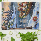 Linge De Cuisine Bateau de Noël Beagle Fêtes (Plié)