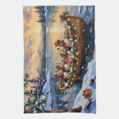 Linge De Cuisine Bateau de Noël Beagle Fêtes (Vertical)