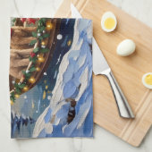 Linge De Cuisine Bateau de Noël de Caniche Fêtes (Quart Plié)