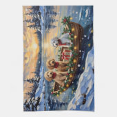Linge De Cuisine Bateau de Noël de Caniche Fêtes (Vertical)