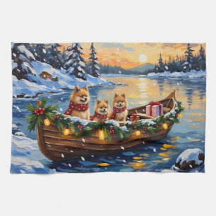 Linge De Cuisine Bateau de Noël pour Pomeranian pendant les Fêtes