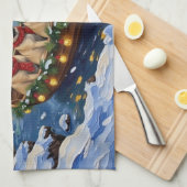 Linge De Cuisine Bateau de Noël Pug Fêtes (Quart Plié)