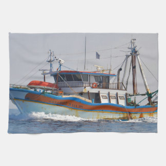 Linge De Cuisine Bateau de pêche grec coloré