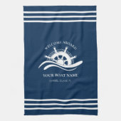 Linge De Cuisine Bateau Nautique Nom du bateau Marine Bleu (Vertical)