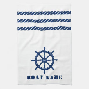Linge De Cuisine Bateau Nautique Roue de la roue Nom du bateau Blan