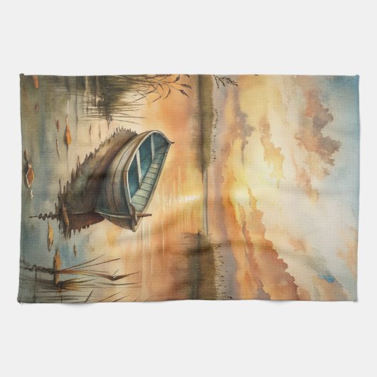 Linge De Cuisine Bateau sur le lac (Horizontal)