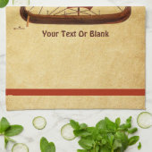 Linge De Cuisine Bateau viking à voile rouge II (Plié)