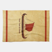 Linge De Cuisine Bateau viking à voile rouge II (Horizontal)