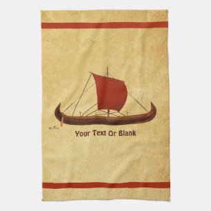 Linge De Cuisine Bateau viking à voile rouge II