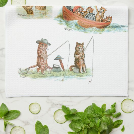 Linge De Cuisine Bateaux à eau de Louis Wain (Plié)
