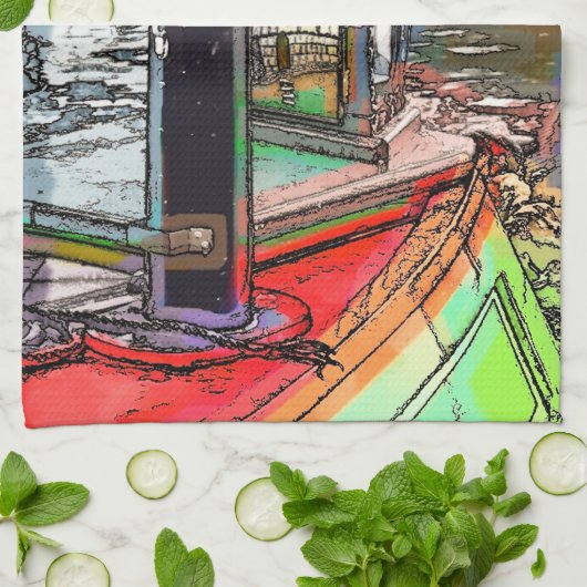 LINGE DE CUISINE BATEAUX DE CANAL (Plié)