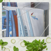 Linge De Cuisine Bateaux de pêche typiques de Provence peints en 2 (Plié)
